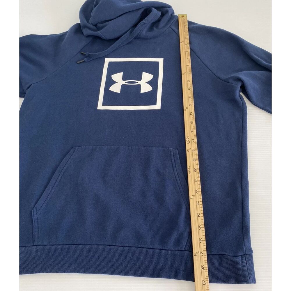 UNDER ARMOUR Men's Sweatshirt Size XL Fleece Logo Hooded Blue - Picture 4 of 9